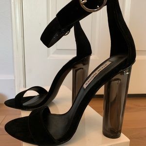 black strap chunk clear  heels